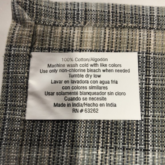 Set of four blue and tan plaid cotton napkins - Picture 6 of 6